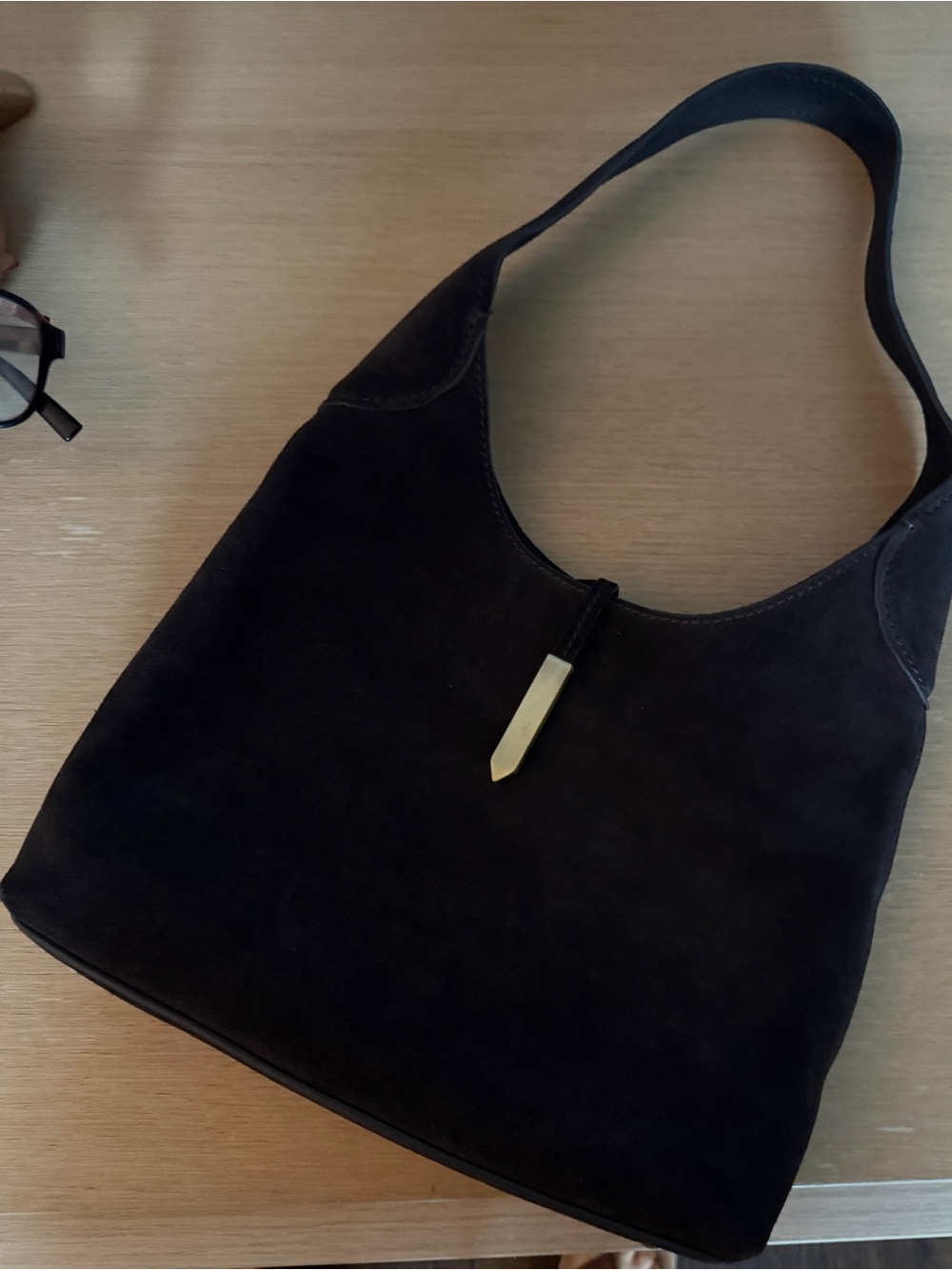 Dark Brown Suede Shoulder Bag